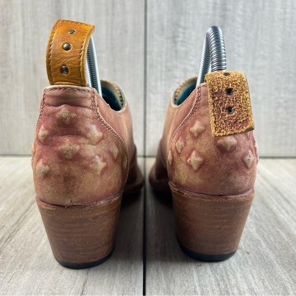 PS Kaufman Rustic Tan Leather Heeled Western Oxford Ankle Booties Women’s Size 6 - Picture 7 of 10